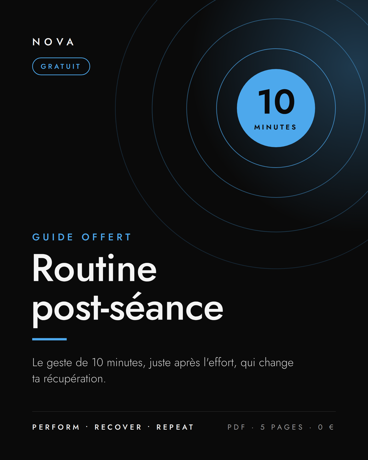 Couverture du guide gratuit NOVA Routine post-séance 10 minutes