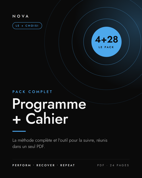 Pack Récupération Complet NOVA : programme 4 semaines et cahier de suivi 28 jours